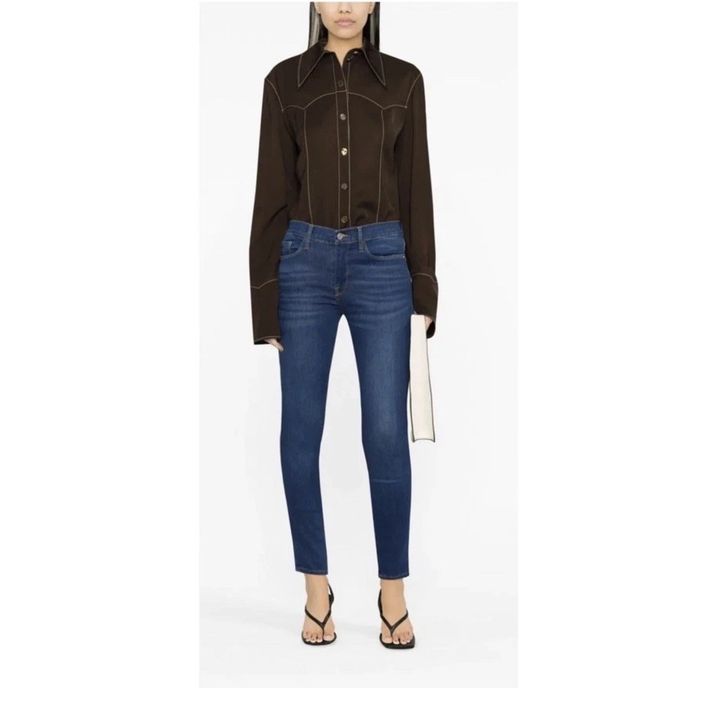 FRAME Denim Le Skinny de Jeanne Crop‎ Jeans Dark Wash Size 30